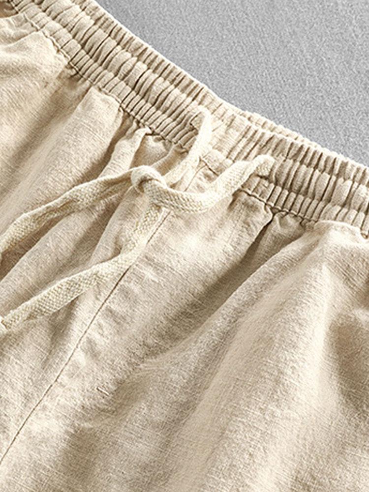 Shorts à cordon de mélange de coton en lin