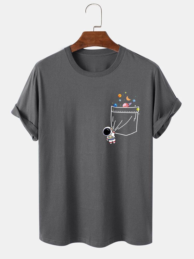 T-shirt d'impression de poche d'astronaute