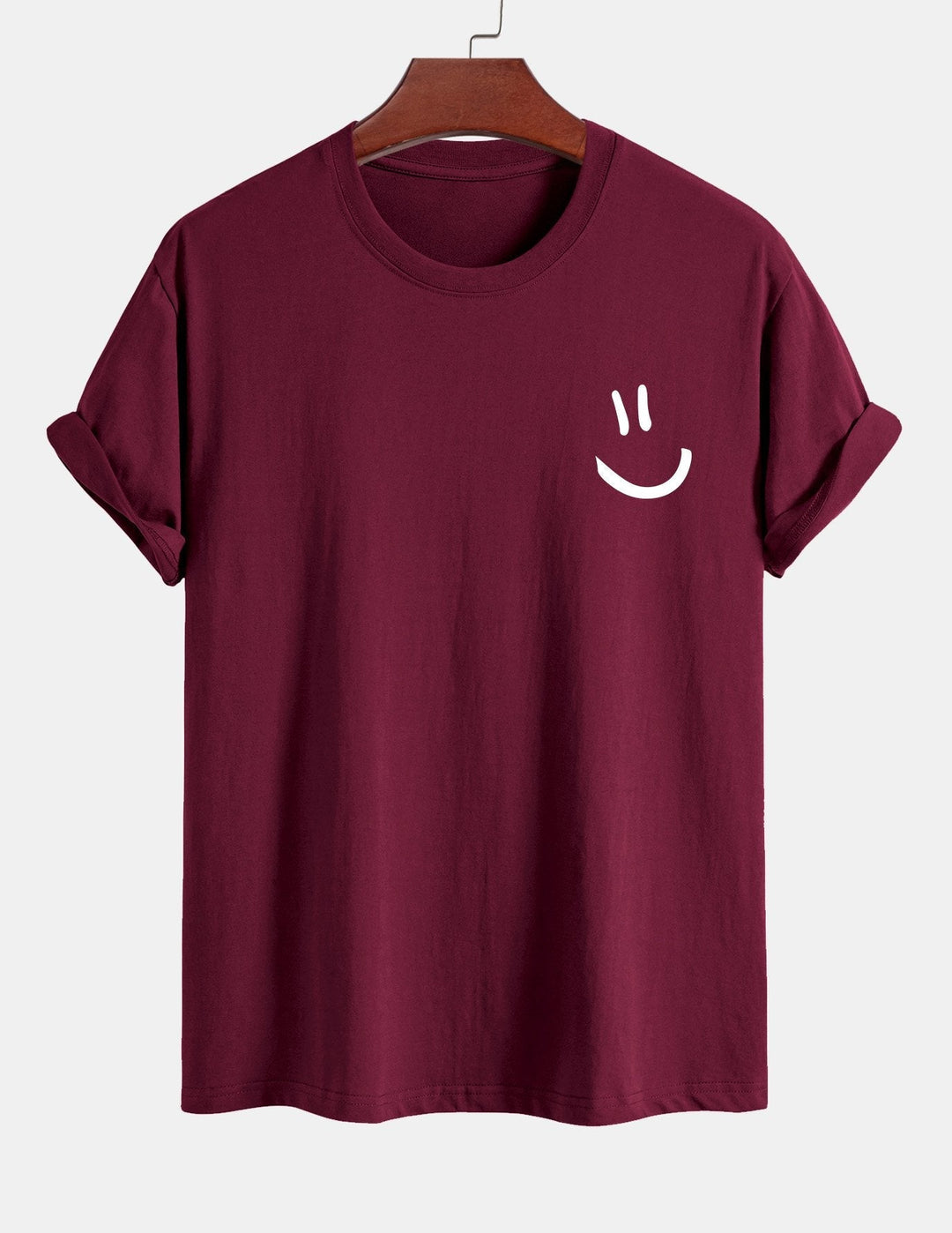 T-shirt en coton imprimé en forme de smiley en forme régulière
