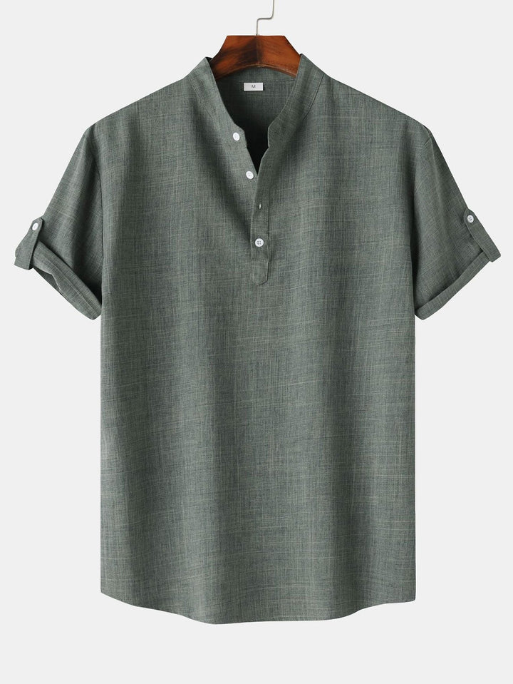 Chemise Henley à manches courtes en lin