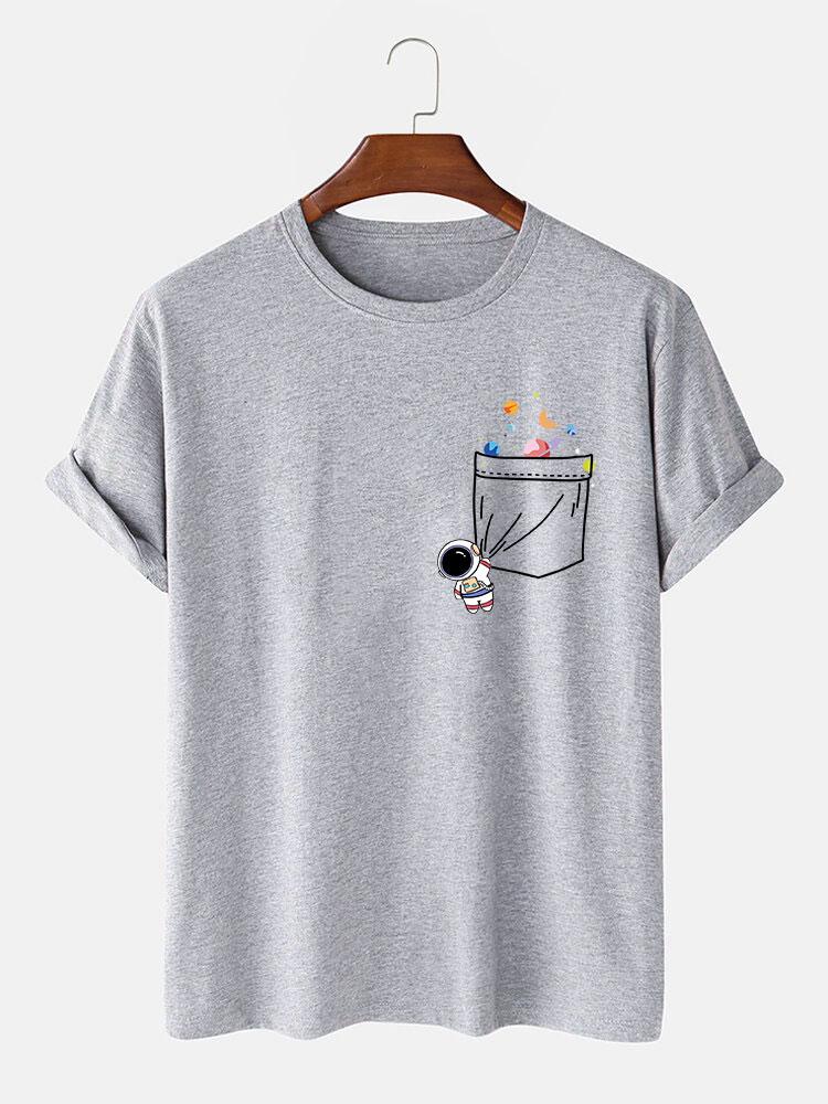 T-shirt d'impression de poche d'astronaute
