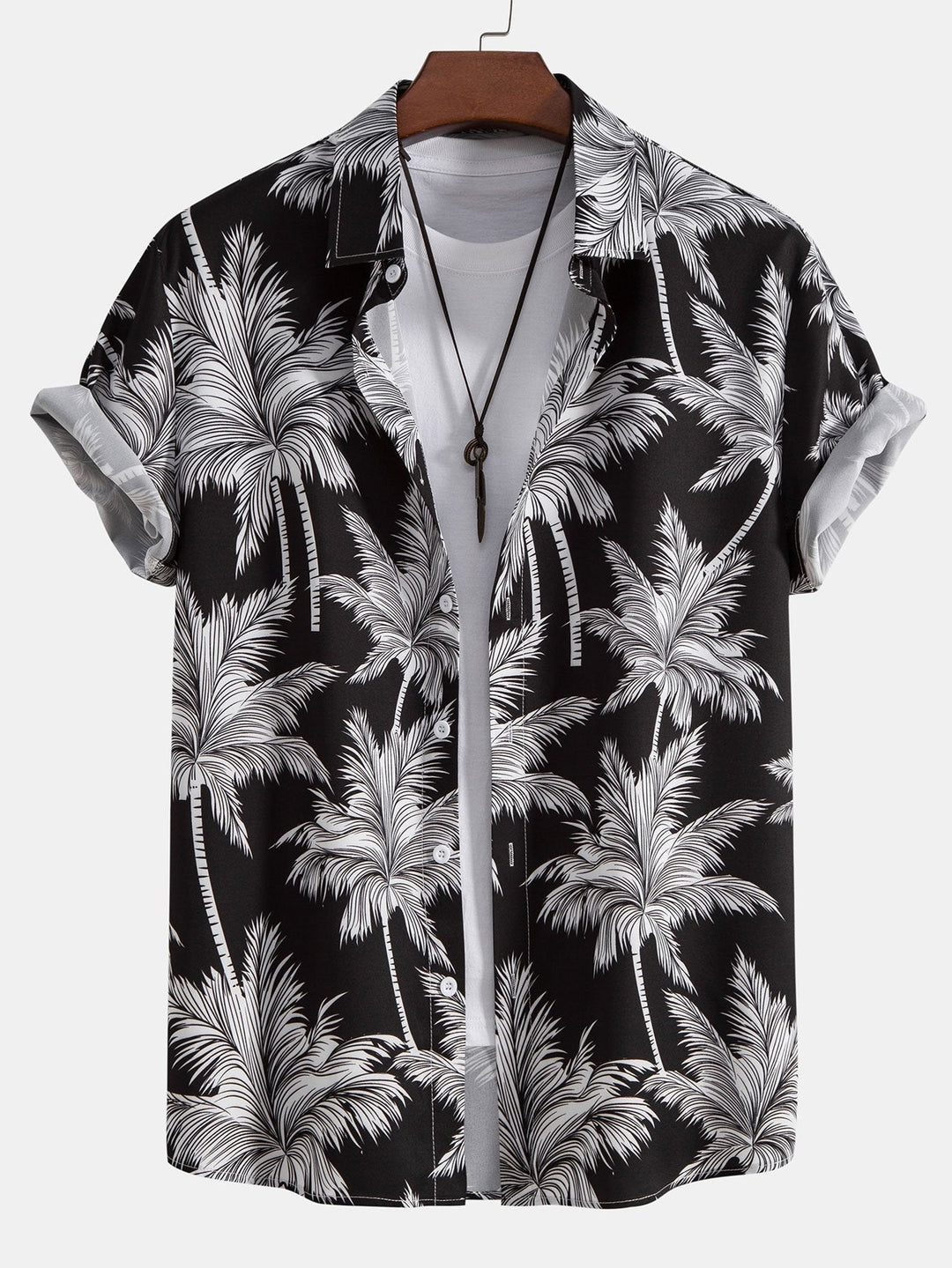 Chemise à boutons imprimée palmiers & short de bain