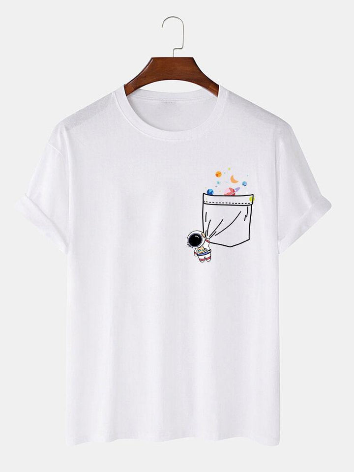 T-shirt d'impression de poche d'astronaute