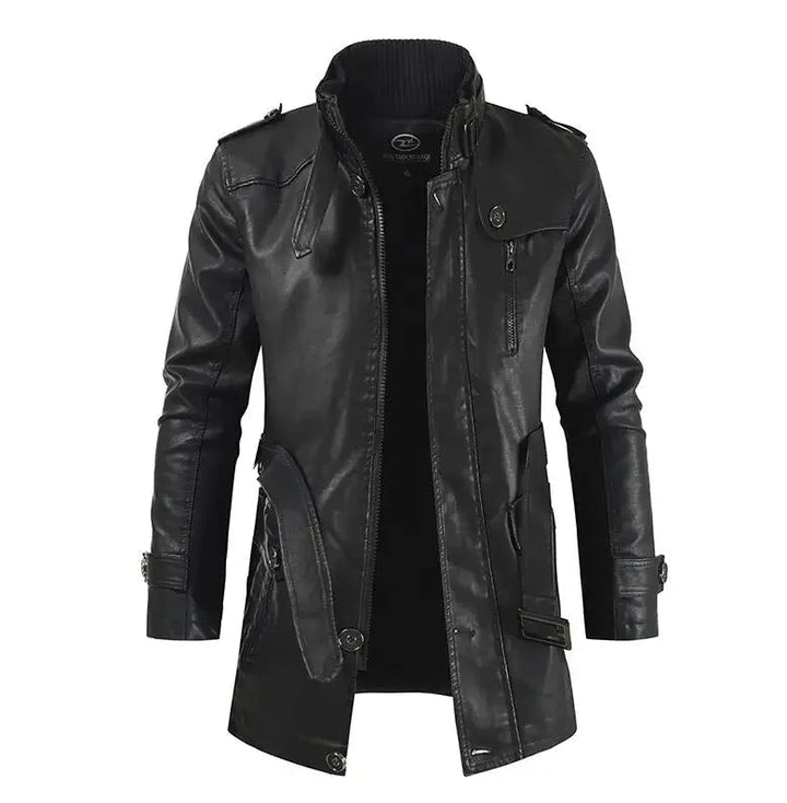 Veste de Moto en Cuir Long Élégante