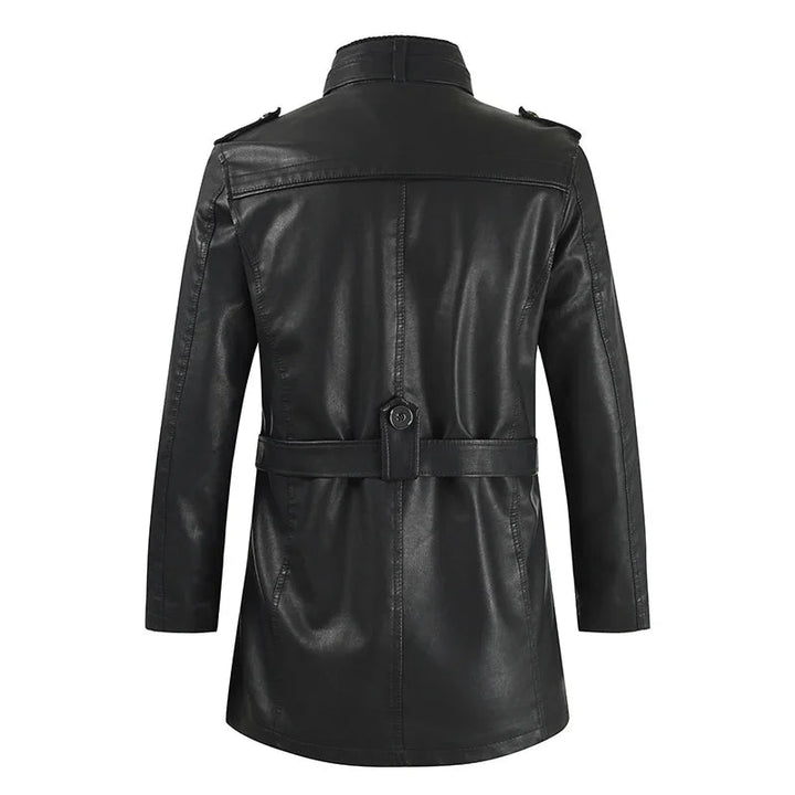 Veste de Moto en Cuir Long Élégante