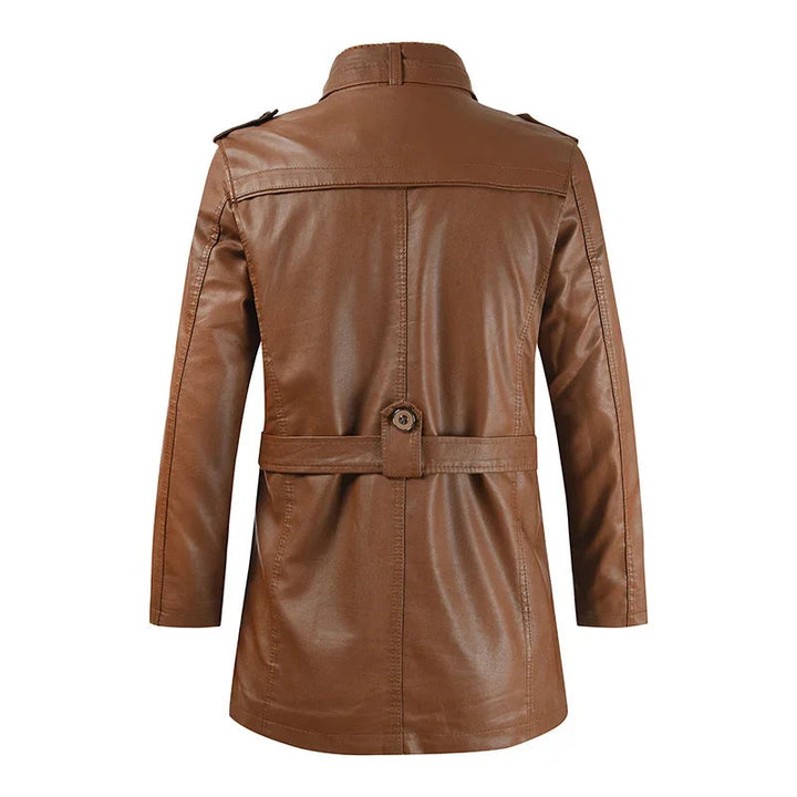Veste de Moto en Cuir Long Élégante